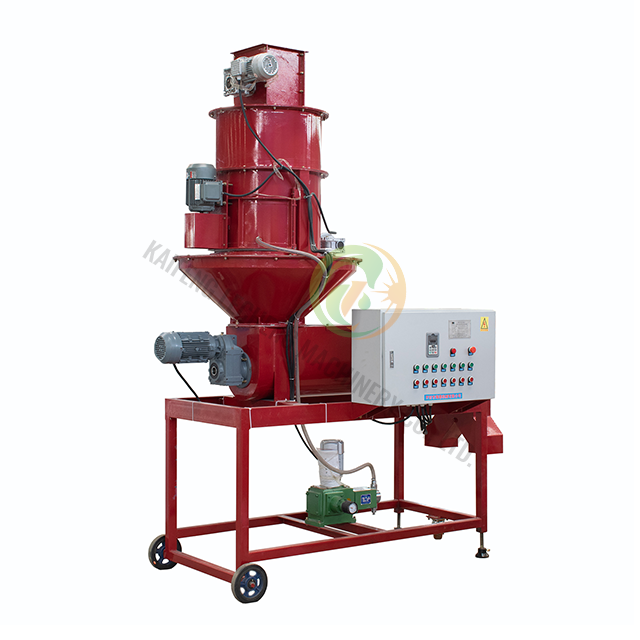 Tratador continuo de semillas para el tratamiento de semillas con productos químicos